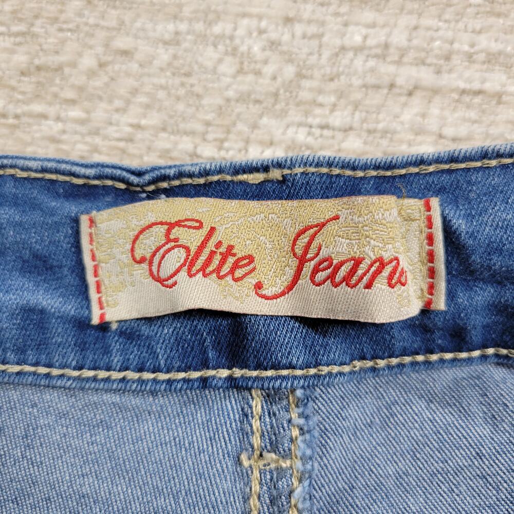 Elite Jeans Juniors 11/12 Flare Denim Distressed Fringe Hem Y2K Deadstock NWT - Picture 2 of 14